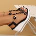 Thick-Soled Sandals For Women Summer New Large Size Fashion Wedge Heel Flower Rhinestone Fairy Beach_vogvips.com