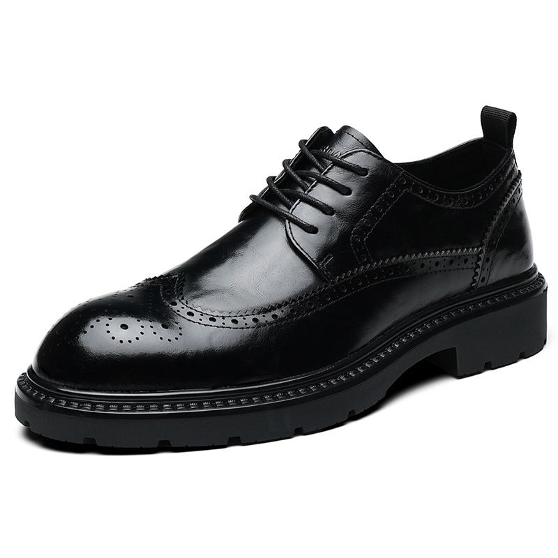 Euro Step New British Brogue Carved Business Derby Men's Trendy Casual Leather Shoes_vogvips.com