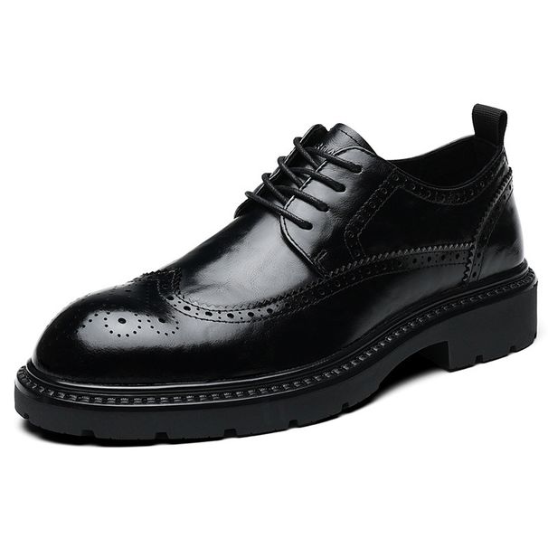 Euro Step New British Brogue Carved Business Derby Men's Trendy Casual Leather Shoes_vogvips.com