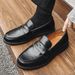Slip-On Loafers Black Derby Men's Lazy Business Formal Casual British Style Leather Shoes 14532-J_vogvips.com