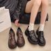 MTX Versatile Chunky Heel Thick Sole Petite Mary Jane Leather Shoes British Style Loafers For Women 2025 Autumn New_vogvips.com