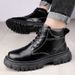 Martin Boots Men's High-top Velvet Warm Outdoor Casual Leather Shoes Tooling Snow Leather Boots_vogvips.com