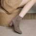 Khaki Chunky Heel High-heeled Ankle Boots For Women, 2025 Autumn And Winter New Style Single Boots, Warm_vogvips.com