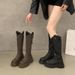 High Tube Slim Women 2025 Autumn Winter New British Style Over-the-Knee Long For Petite Thick-Soled Knight Boots_vogvips.com