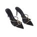 2025 Summer New French Niche Design Rhinestone Strap Sandals For Women Outdoor Pointed Toe High Heel Slippers_vogvips.com