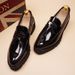 Euro Step Spring And Autumn Business Formal Office Thick-Soled For Men, Shiny Wedding Shoes, Height-Increasing Brogue Tassel_vogvips.com