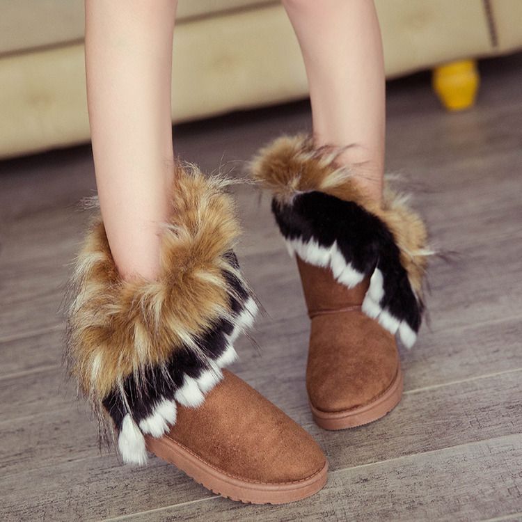 New Snow Boots For Women, Mid-Calf Wholesale Boots, Fox Fur, Export Women's Cotton Shoes, Winter_vogvips.com