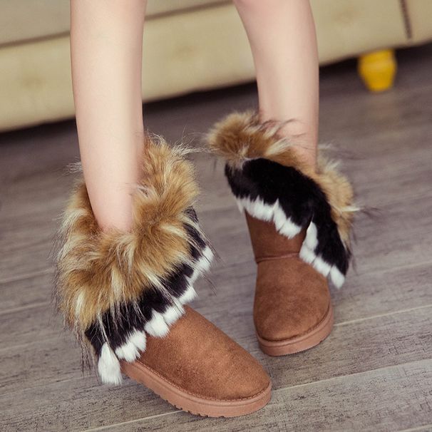New Snow Boots For Women, Mid-Calf Wholesale Boots, Fox Fur, Export Women's Cotton Shoes, Winter_vogvips.com