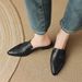 British-style Pointed-toe With Chunky Heels Open Back, Made Of Soft Leather, Vintage Mules For Spring And Summer_vogvips.com