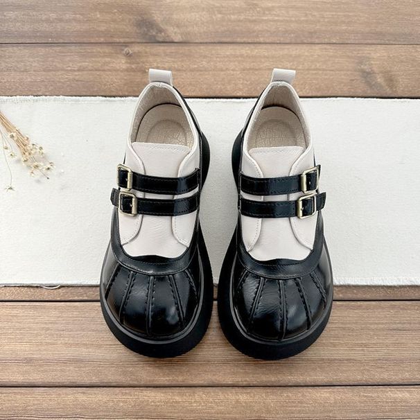 Shell Head Buckle Strap Thick Soled Small Leather For Women 2025 New Autumn Versatile British Casual Single Shoes_vogvips.com