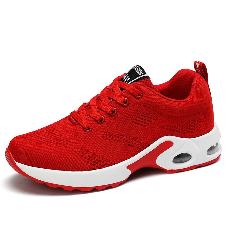 Women's Breathable Mesh Air Cushioned Sports Shoes, Lightweight Flat Training Shoes With Straps, Shock-absorbing And Anti Slip Sports Walking Shoes_vogvips.com