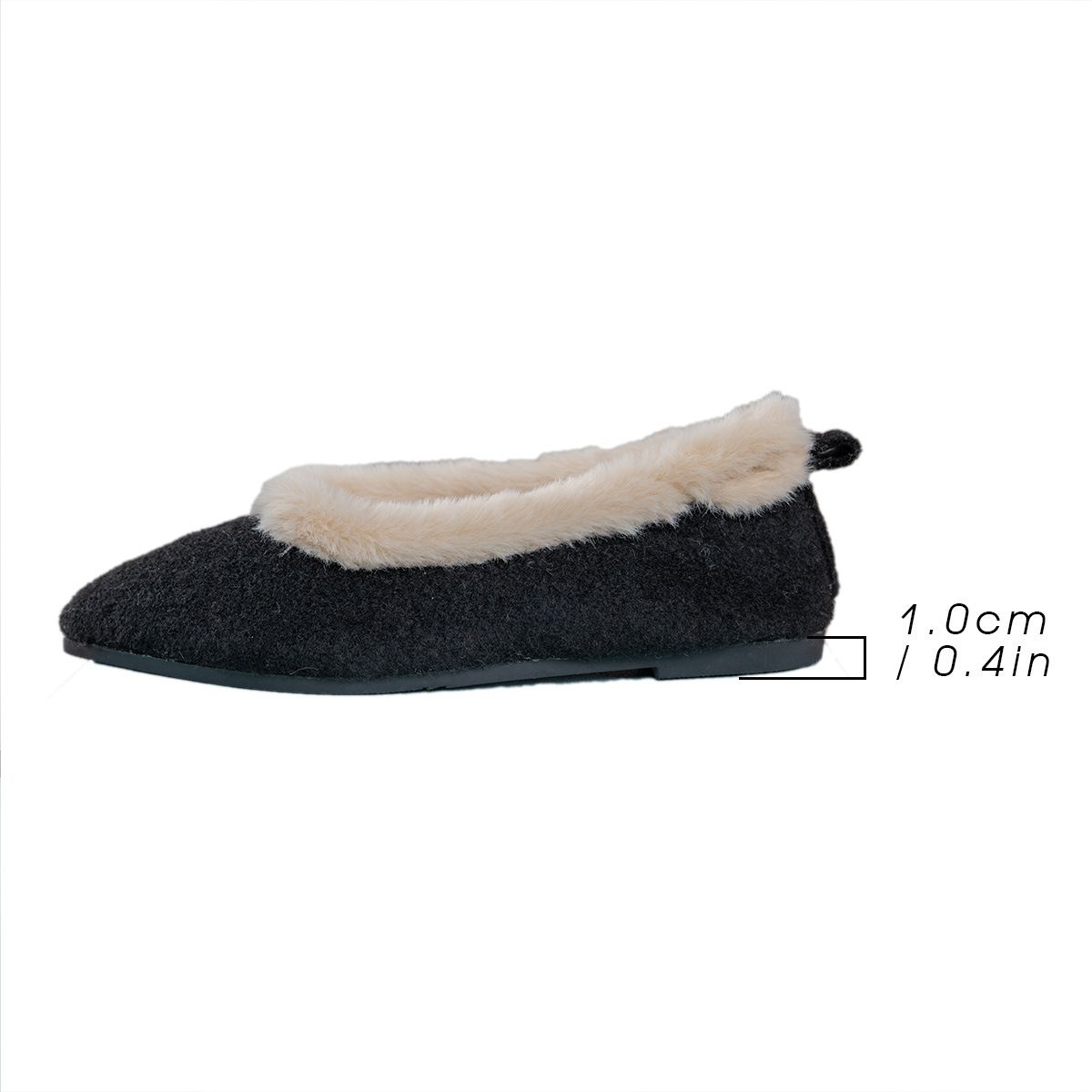 Women's Pointed Toe Warm Cotton Shoes Fleece Lined Flat Shallow Mouth Plus Size Autumn_vogvips.com