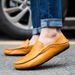 Men's Low-top Solid Color Slip-on Driving Trendy Fashion Korean Version Versatile Handmade Leather Shoes_vogvips.com