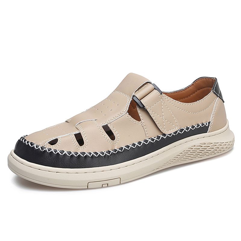 Summer Sandals Stylish Mens Casual Outdoor Leather Beach Roman Shoes Quick Dry Wading Aqua Falts Sandalias_vogvips.com