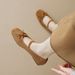 Square Head Single Shoes Women's Flat Bottom Retro Word With Light Mouth Bow Ballet Shoes Soft Sole_vogvips.com