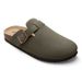 Bebealy Clogs For Women Suede Soft Leather Clogs Classic Cork Clog Antislip Slippers Waterproof Mules House Sandals Buckle Shoes_vogvips.com
