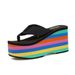 Women's Shoes Summer Rainbow Thick Soled Sandals Super High Heel Flip Flops Women's Colorful Spring Women's Shoes Casual Beach Flip Flops_vogvips.com