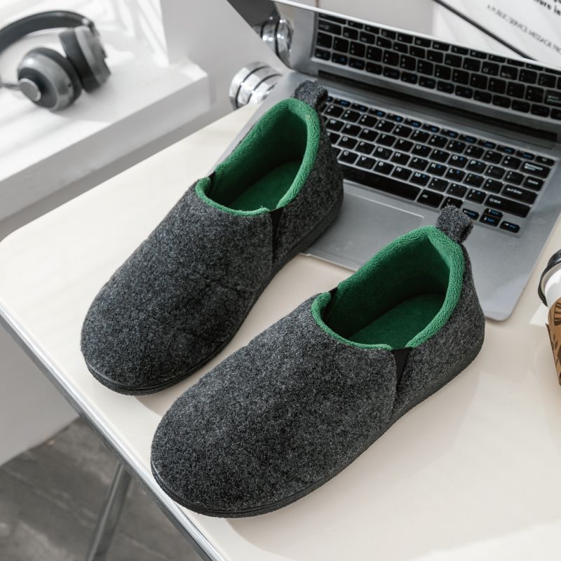 Comwarm Men Non-Slips Slippers Cozy Casual Indoor Outdoor Flats Slides Plush Bedroom Warm Male Soft Sole Home Shoes_vogvips.com