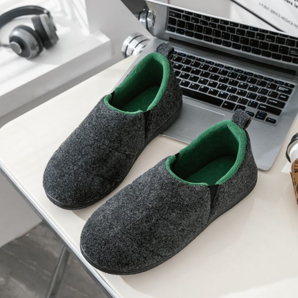 Comwarm Men Non-Slips Slippers Cozy Casual Indoor Outdoor Flats Slides Plush Bedroom Warm Male Soft Sole Home Shoes_vogvips.com