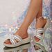 Casual One-line Beach Wedge Toe Fish Mouth Sandals Women's Rhinestones_vogvips.com