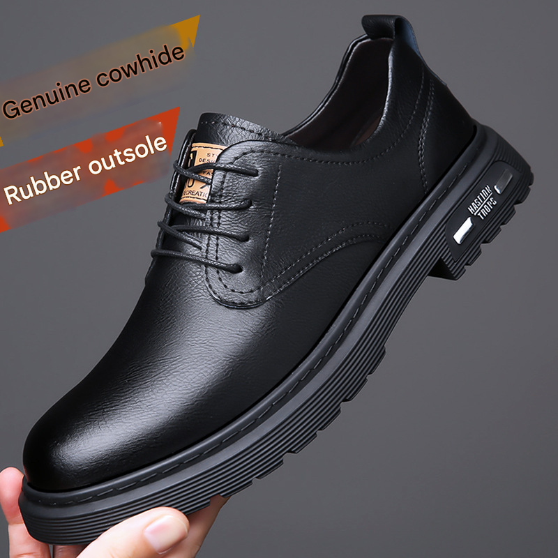 Euro Step 2025 Spring Summer Genuine British Style Large Leather Shoes Men's Business Casual Non-Slip Low-Top Martin Boots_vogvips.com