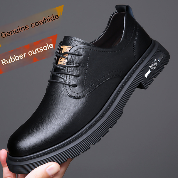 Euro Step 2025 Spring Summer Genuine British Style Large Leather Shoes Men's Business Casual Non-Slip Low-Top Martin Boots_vogvips.com