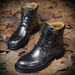 Men's Retro Snake-Patterned Faux Crocodile Leather Boots - Mid-Calf Martin Boots For Fashion & Comfort_vogvips.com