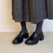Sheepskin Commuter Leather Round Head Platform Thick Heel Loafers Women's Small Leather Shoes Medium Heel Single Shoes_vogvips.com