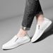 Men's Round Head First Layer Cowhide Casual Men's Board Shoes Sleeve Flat Heel Board Shoes Men's Shoes Shallow Mouth Lace-up Single Shoes_vogvips.com
