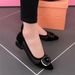 Mesh Sandals Women's Shallow Mouth Pointed Head Low Heel Thick Heel Single Shoes Hollow Breathable Large Size Women's Shoes_vogvips.com