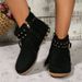 Large Size Rivet Fringe Metal Buckle Short Boots Autumn And Winter New Flat Warm Women's Boots_vogvips.com