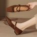 H8563-2 Mary Jane Soft Sole Comfortable Retro Small Square Toe Low Heel Women's Suede College Style Single Shoes_vogvips.com
