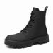 Martin Boots Men's High-top Leather Shoes Wind Thick-soled Heightened Velvet Black Locomotive Boys Soft Leather Medium-top Boots_vogvips.com