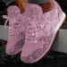 2025 New Flat Sneakers Casual Bling Vulcanized Women Mesh Lace Up Platform Plus Size Fashion Outdoor Woman Shoes_vogvips.com