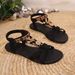 Flat Fashion Plus Size For Women 2025 Summer New Bohemian Style Casual Elastic Strap Beach Sandals_vogvips.com