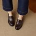 Soft Leather Loafers Women's Thick Medium Heel One-pedal Small Leather Shoes Round Head Soft Sole Single Shoes_vogvips.com