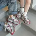 Unisex Beige White Chunky Dad Sneakers Breathable Mesh Upper Non Slip Thick Sole For Street Style Daily Walking_vogvips.com