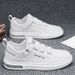 Euro Step Summer Breathable White Flat Men's Casual Leather Versatile Laceless Sports Trendy Shoes_vogvips.com