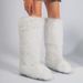 Women's Knee-High Faux Fur Snow Boots – Winter Warm Y2K Style High Boots With Fringe Detail_vogvips.com