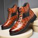 European Warm Series Winter New Large Size Men's Versatile Casual Leather Fashion Trend British Plaid Martin Boots_vogvips.com
