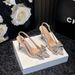 New Autumn High-heeled Thin Heels And Pointed Toes, Large Size 42, With Crystal Bows, Summer Closed-toe Backless Women's_vogvips.com