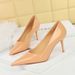 Patent Leather High Heels Women's Shoes Thin Heels Shallow Mouth Pointed Commuter High Heels Single Shoes_vogvips.com