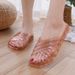 Jelly Women's Bathroom Old Style One-Word Rubber Plastic Non-Smelly Flat Crystal Sandals Non-Slip Home Shoes Beach_vogvips.com