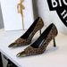 2628-A1 Fashion Square High Metal Head Shallow Mouth Single Thin Heels Leopard Pattern Sexy Women's Shoes_vogvips.com