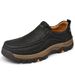 Men's Leather Shoes Large Size Outdoor Casual Thick Sole Non-Slip Soft Sole Slip-On Men's Leather Hiking Shoes_vogvips.com