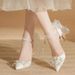 2025 New High Heels Women, Thin Heel Dress Two-Way Butterfly Wedding Shoes, Closed-Toe Single Strap Shoes For Women_vogvips.com