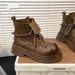 2024 Autumn New Vintage Letter Turn-down Lace-up Martin Worn-out Thick-soled Short Motorcycle Boots For Women_vogvips.com