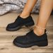 Women's Lace up Denim Platform Loafers Chunky Heel Retro Low Top Single Shoes plus Size Autumn New Style_vogvips.com