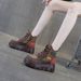 Thick-soled Martin Boots Color Matching Small Man Height Increase Retro Short Boots Flow Women's Boots_vogvips.com