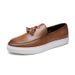 Men's Shoes Large Size Tassel Sneakers For Men Fashion Catwalk Slip On Leather Shoes For Men With Personalized Business Casual Sneakers_vogvips.com